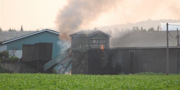 Incendie aux fours à charbon à Ste-Christine