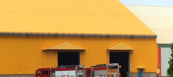 Intervention des pompiers chez Ciment Québec à St-Basile Intervention des pompiers chez Ciment Québec à St-Basile